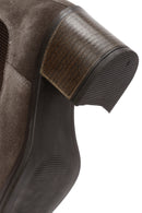 Woman Mink Heeled Suede Cowboy Boots | Derimod