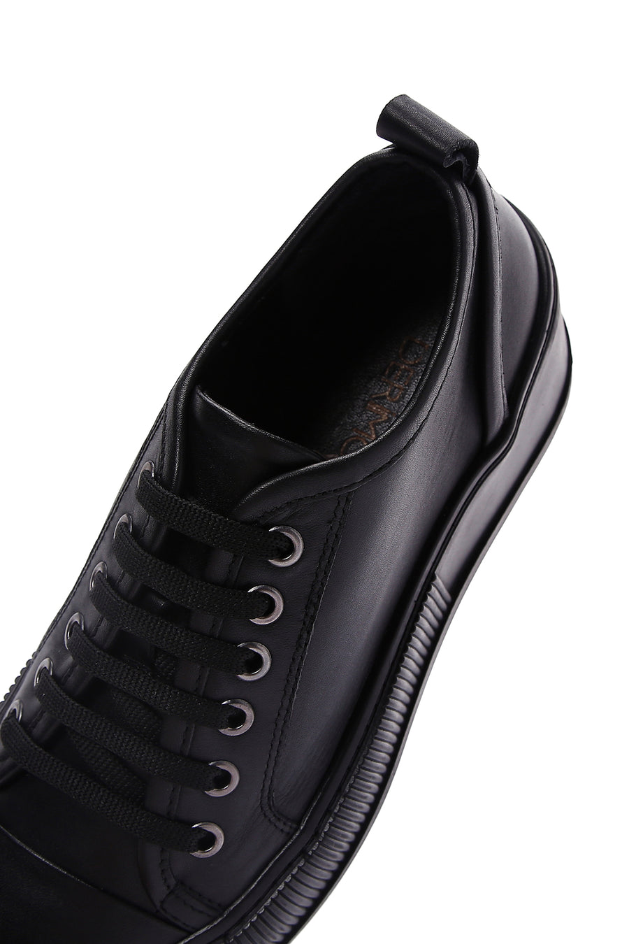 Kadın Siyah Deri Kalın Tabanlı Sneaker