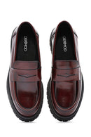 Women's Burgundy Thick-Soled Leather Loafer | Derimod