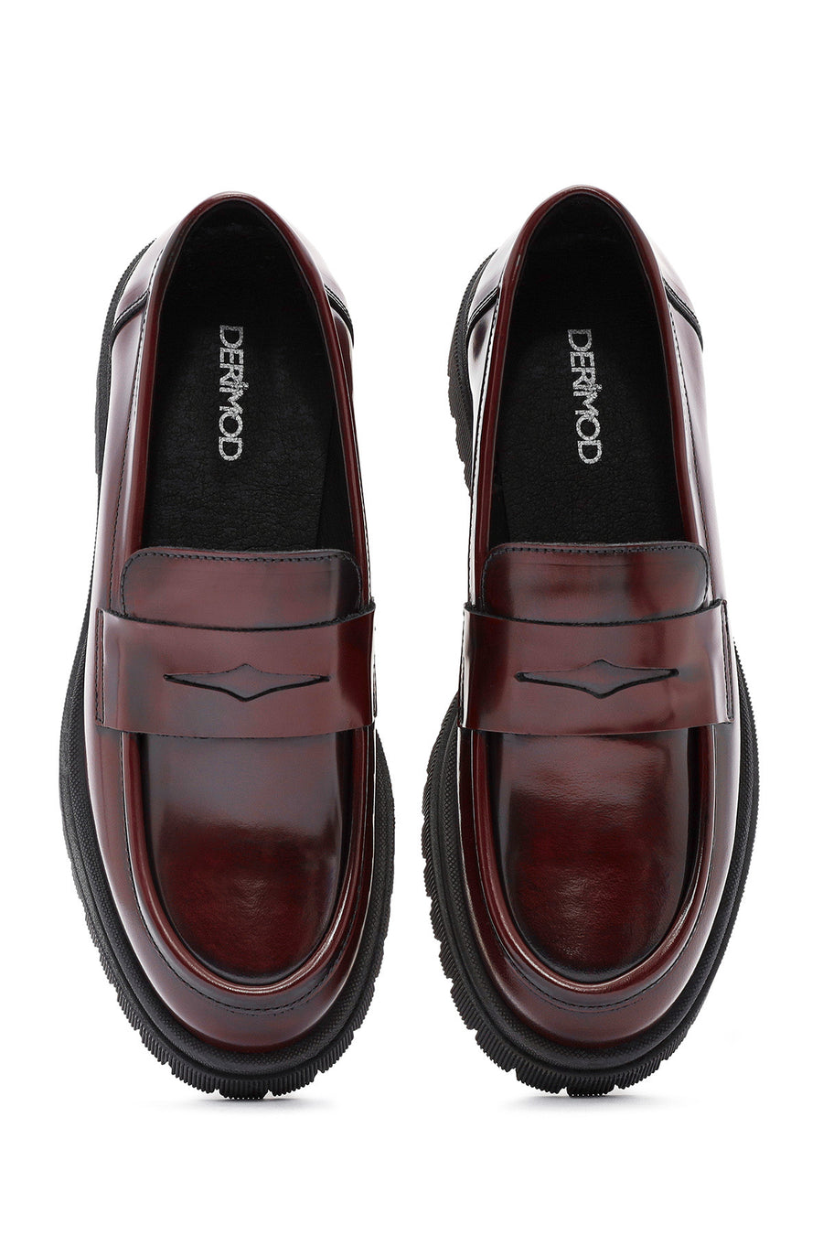 Women's Burgundy Thick-Soled Leather Loafer