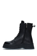 Women's Black Leather Zippered Thick Soled Leather Boots | Derimod
