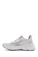 Women's White Lace-Up Thick-Sole Fabric Sneakers | Derimod