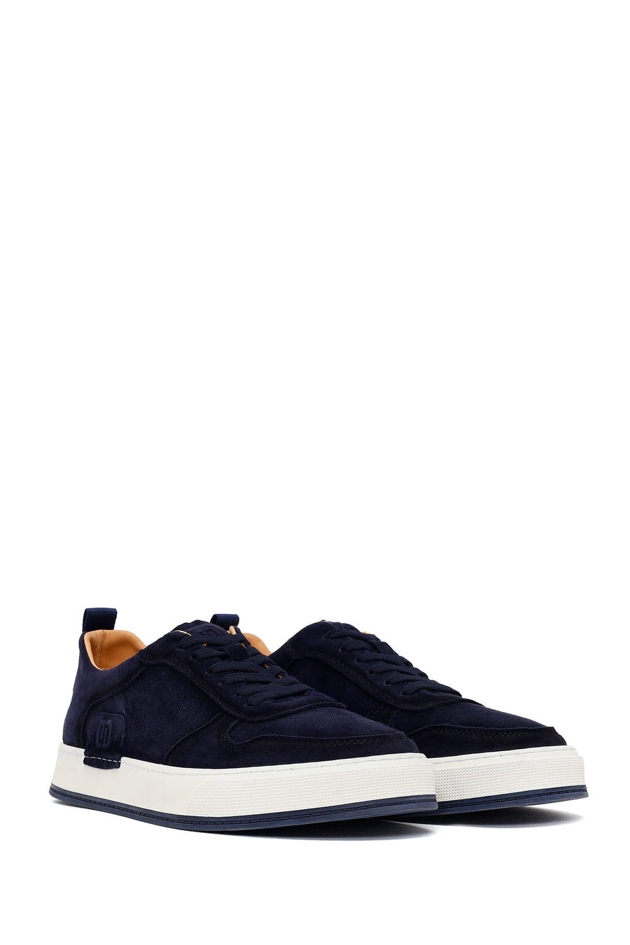 Male Navy Lace-up Thick-soled Suede Leather Sneaker