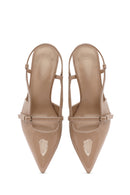 Women's Beige Open Back Thin Heeled Shoes | Derimod