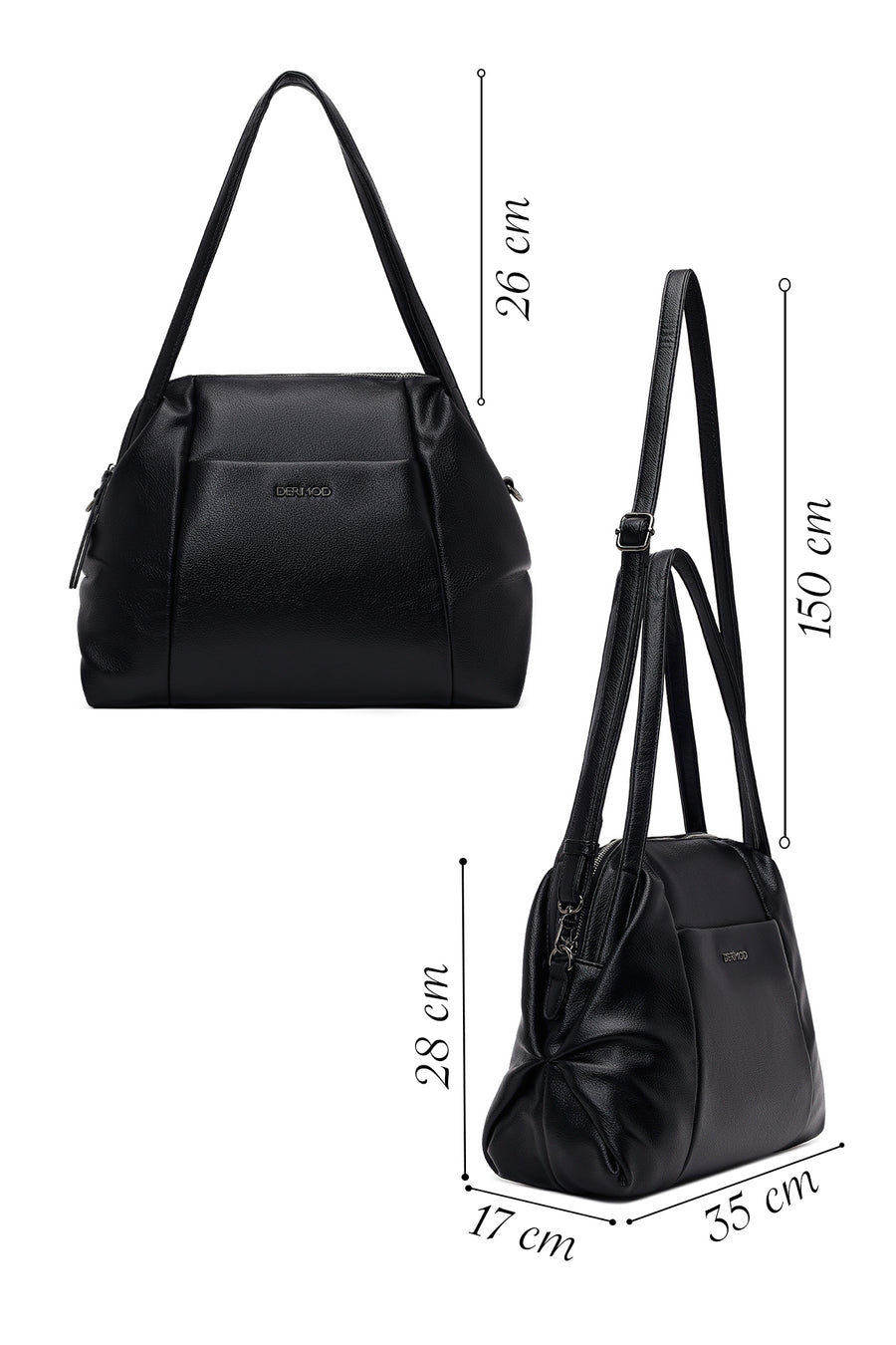 Woman Black Long-Strap Shoulder Bag