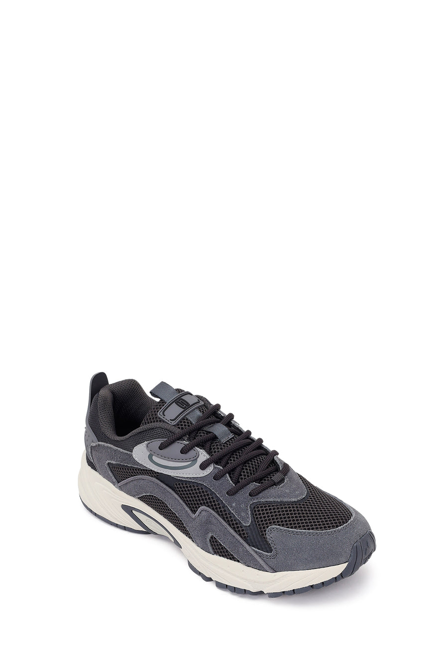 Erkek Gri Bağcıklı Kalın Tabanlı Deri Sneaker