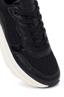 Women's Black Lace-Up Thick Soled Sneaker | Derimod