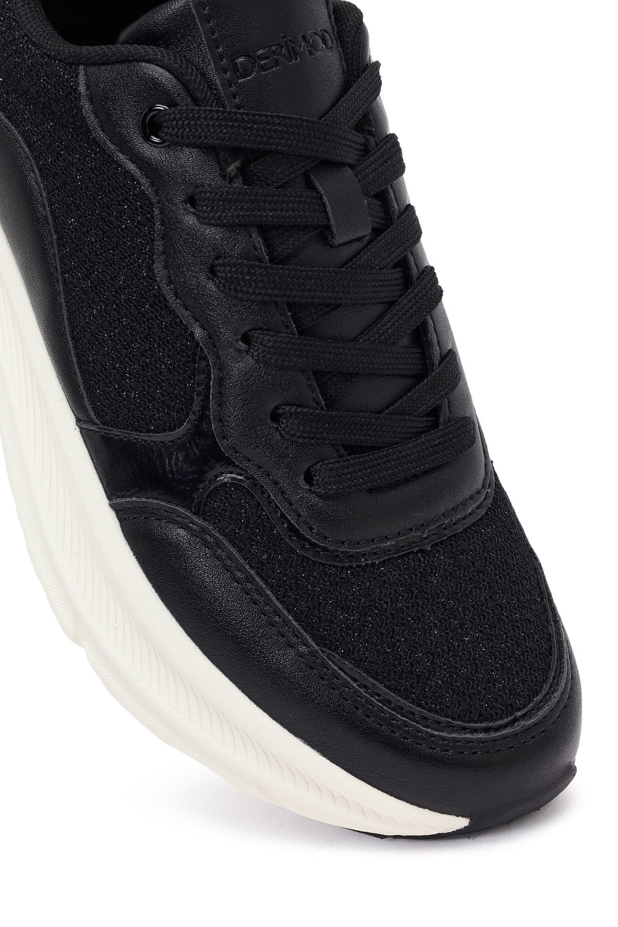 Women's Black Lace-Up Thick Soled Sneaker