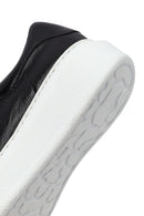 Woman Black Laced Thick Sole Leather Sneakers | Derimod