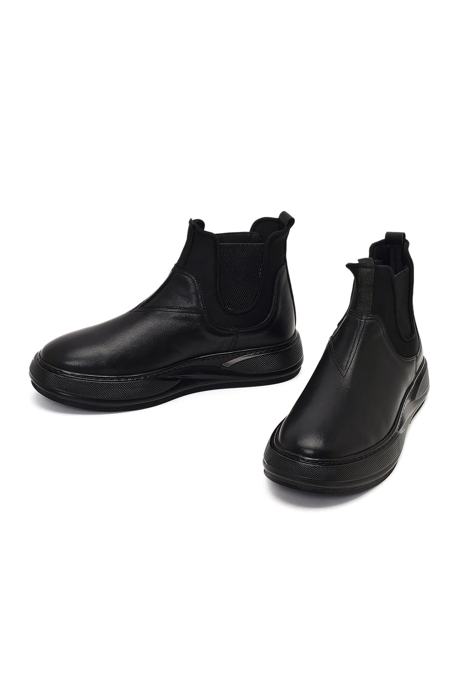Men's Black Leather Sports Boots