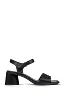 Camper Women's Black Kiara Thick Heeled Leather Sandals | Derimod