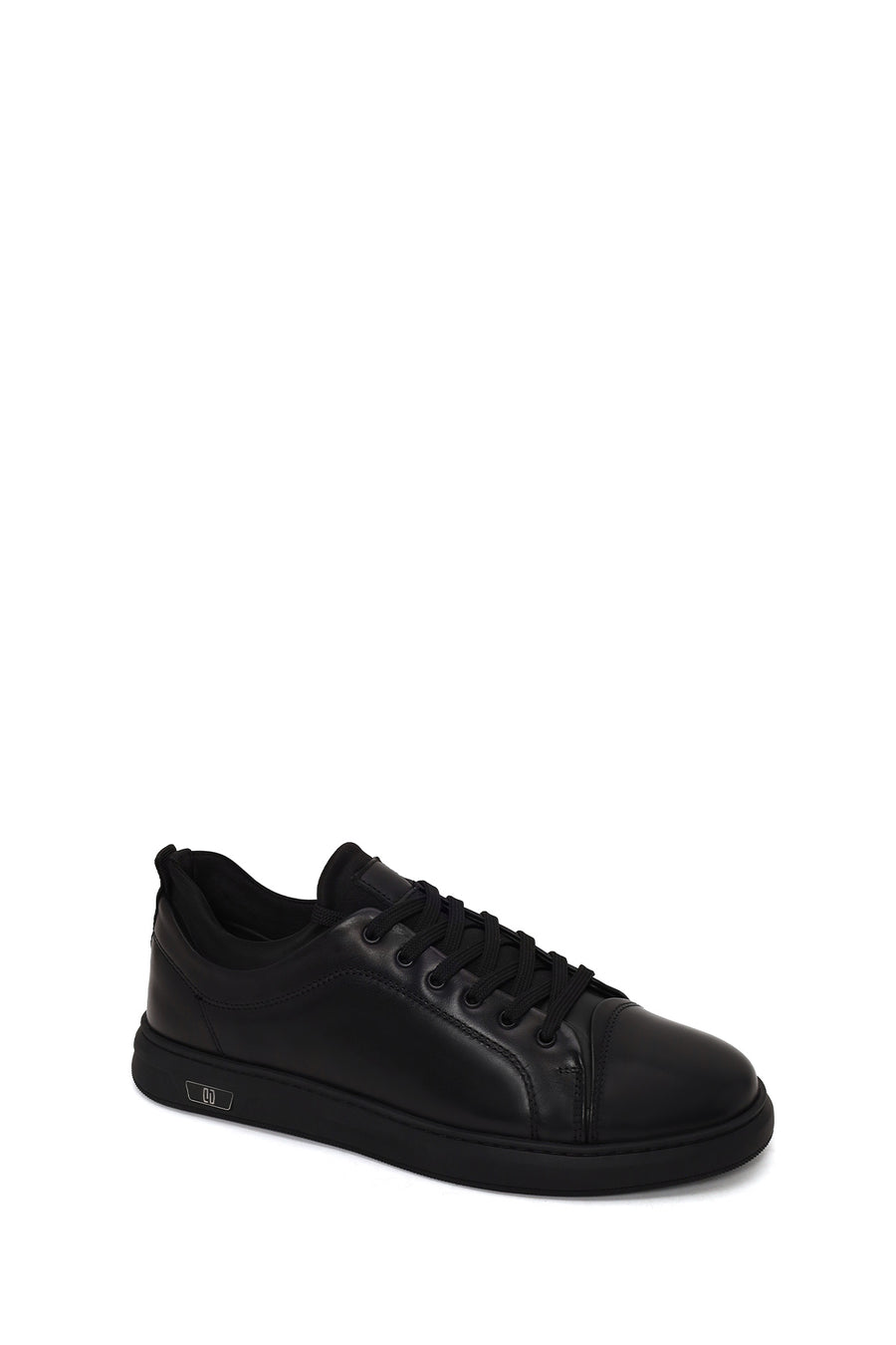 Erkek Siyah Bağcıklı Deri Sneaker