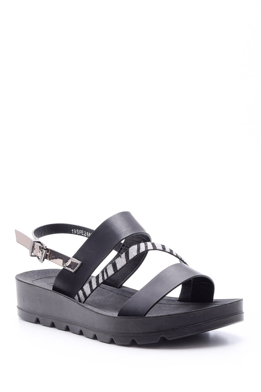 Women's Silver Zebra Detailed Sandals
