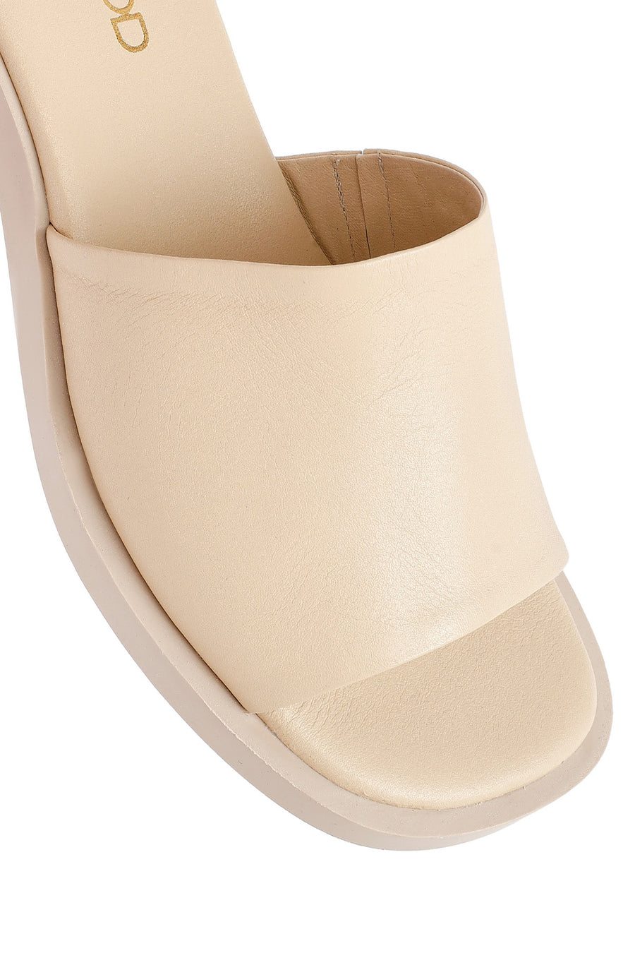 Women's Cream Casual Leather Slippers
