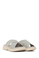 Woman Grey Thick-Soled Fabric Comfort Slippers | Derimod