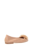 Bead Detailed Women's Leather Ballerinas | Derimod