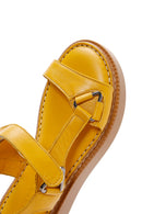Kadın Sarı Deri Comfort Sandalet | Derimod