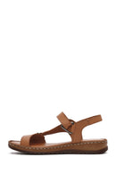 Women's Tan Leather Comfort Sandals | Derimod