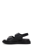 Women's Black Leather Double Buckle Comfort Sandals | Derimod