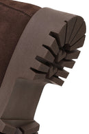 Woman Brown Double Zip Closure Suede Boots | Derimod