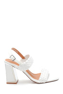 Women's Knitted Detailed Thick Heeled Sandals | Derimod