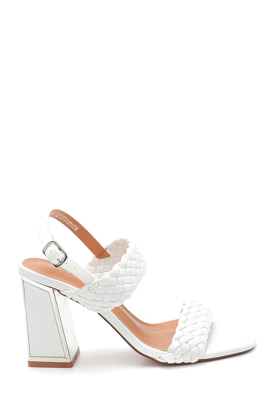Women's Knitted Detailed Thick Heeled Sandals 21SFE466429 | Derimod