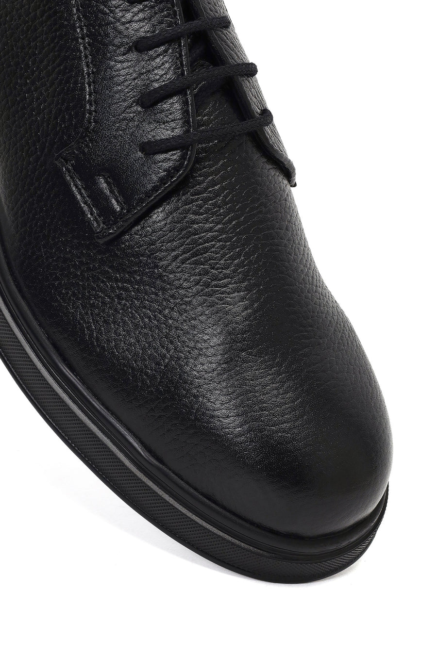 Men's Black Lace-Up Leather Casual Shoes