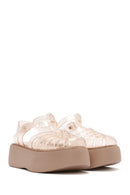 Women's Beige Ankle Buckle Thick Soled Jelly Sandals | Derimod