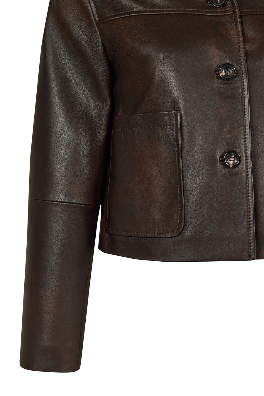 Jill Woman Brown Short Leather Jacket