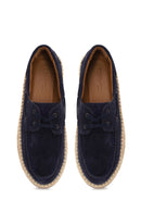 Male Navy Lace-up Suede Espadrilles | Derimod
