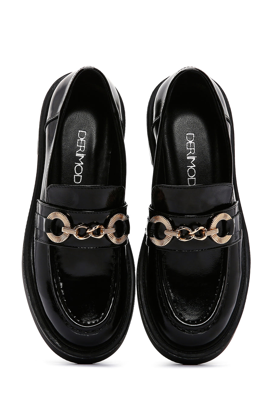 Women's Black Patent Leather Buckle Classic Loafer