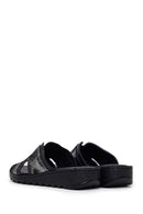 Woman Black Leather Comfort Slipper | Derimod