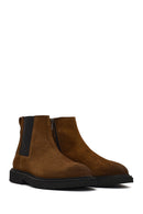 Men's Brown Zippered Suede Leather Boot | Derimod