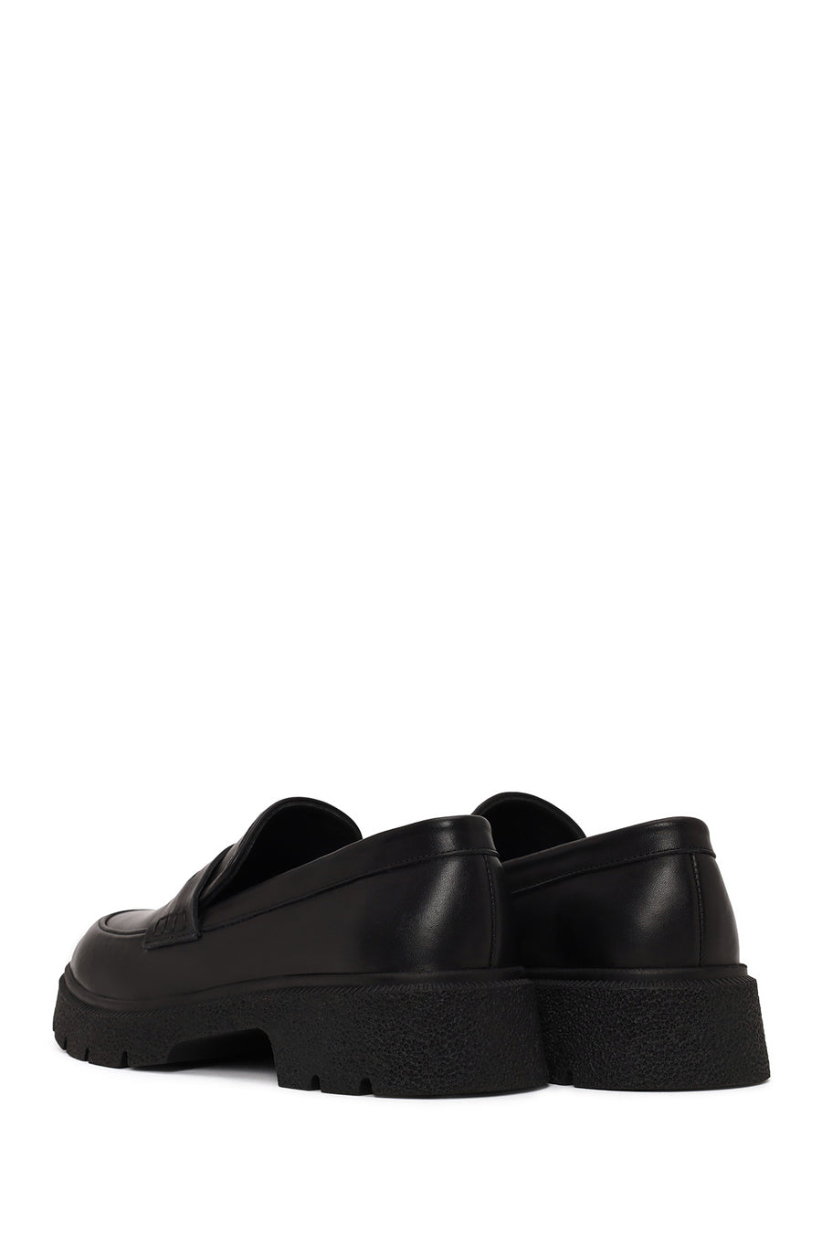 Woman Black Thick-Soled Leather Masculine Loafer