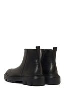 Male Black Zip Closure Thick-Soled Leather Boots | Derimod