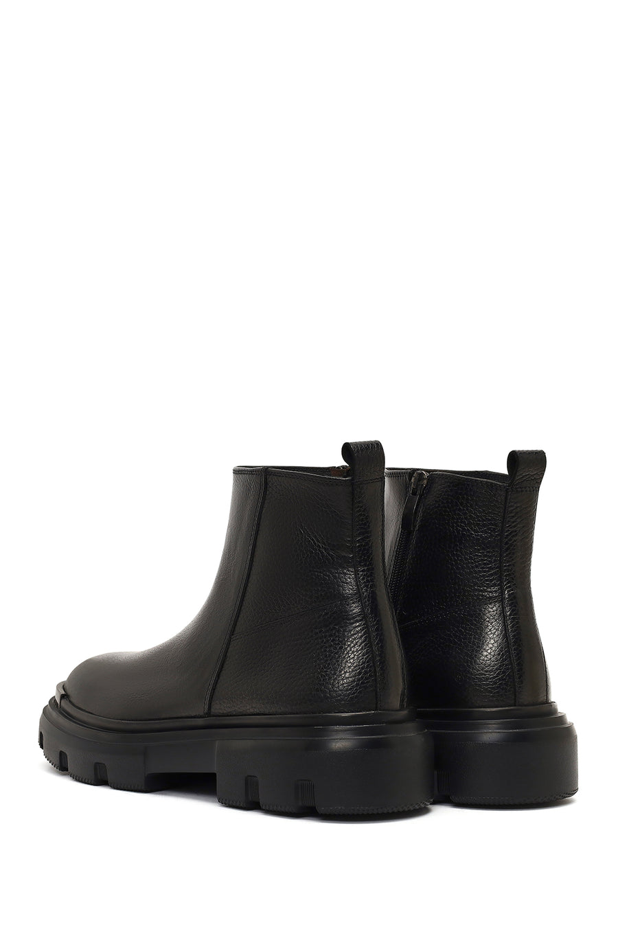 Male Black Zip Closure Thick-Soled Leather Boots
