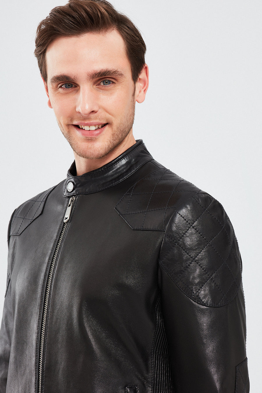 Jackson Men's Black Slim-Fit Sports Leather Coat