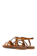Women's Tan Buckled Leather Bodrum Sandals | Derimod