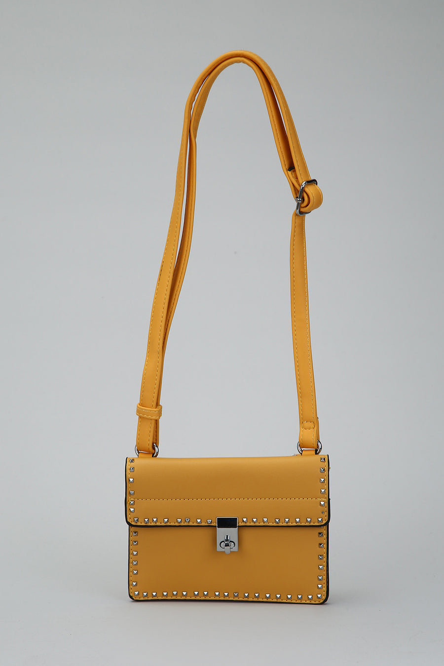 Yellow Women's Crossbody Bag with Staple Detail