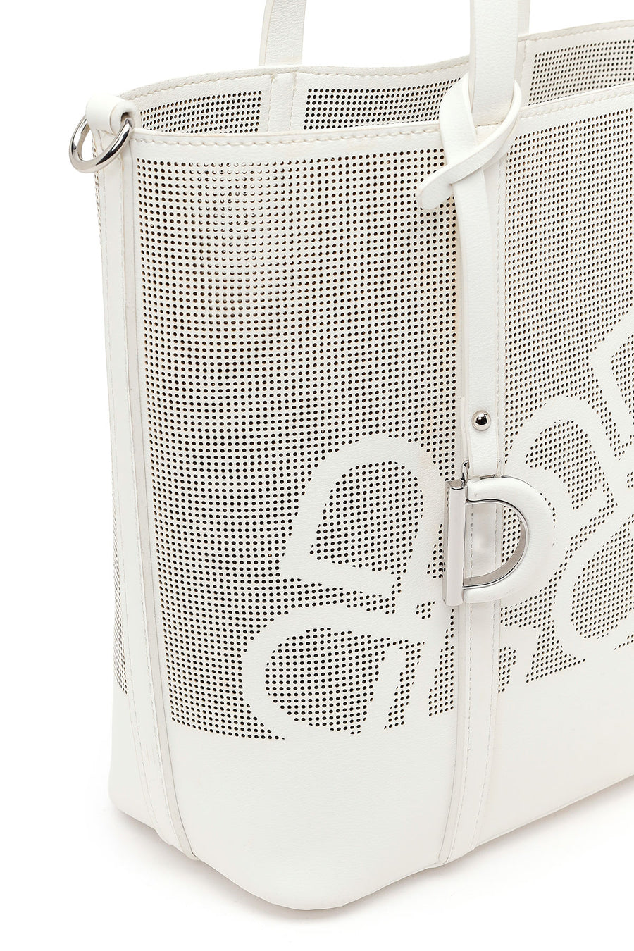 Woman White Long-Strap Printed Shoulder Bag