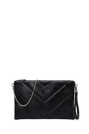 Woman Black Chain-Strap Patterned Clutch Bag | Derimod