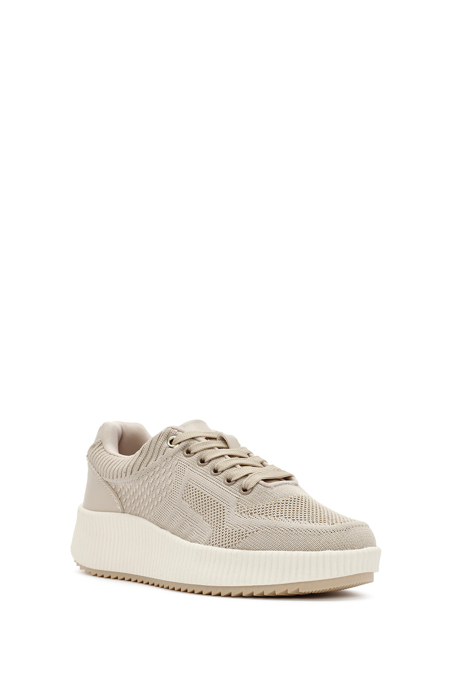 Derimod Zero Kadın Bej Bağcıklı Kalın Tabanlı Kumaş Sneaker