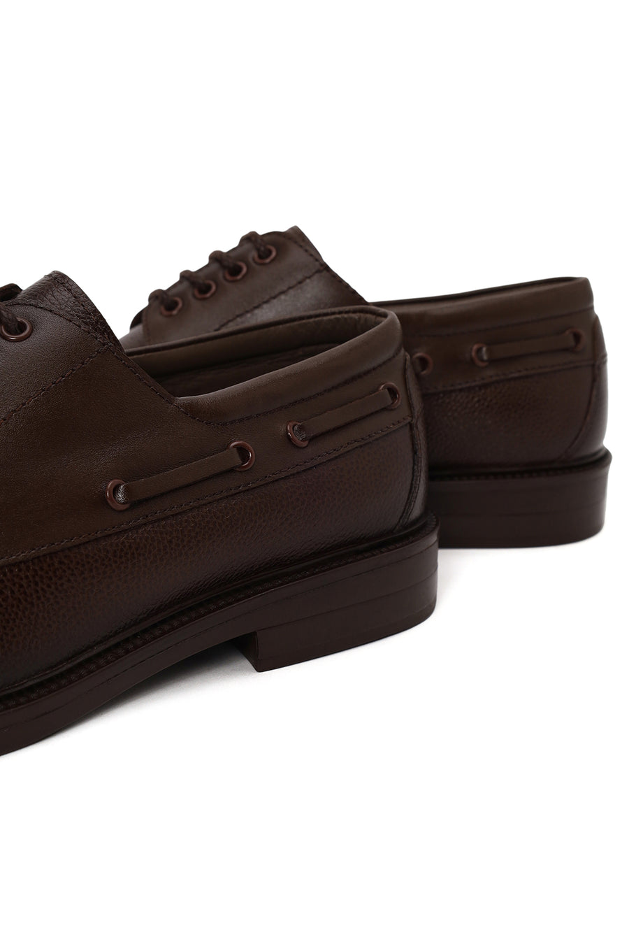 Male Brown Lace-up Thick-Soled Leather Casual Shoes