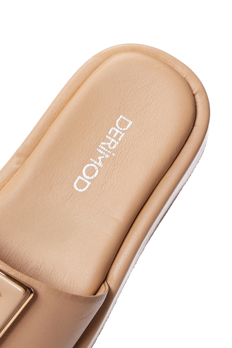 Women's Beige Leather Thick Soled Slippers