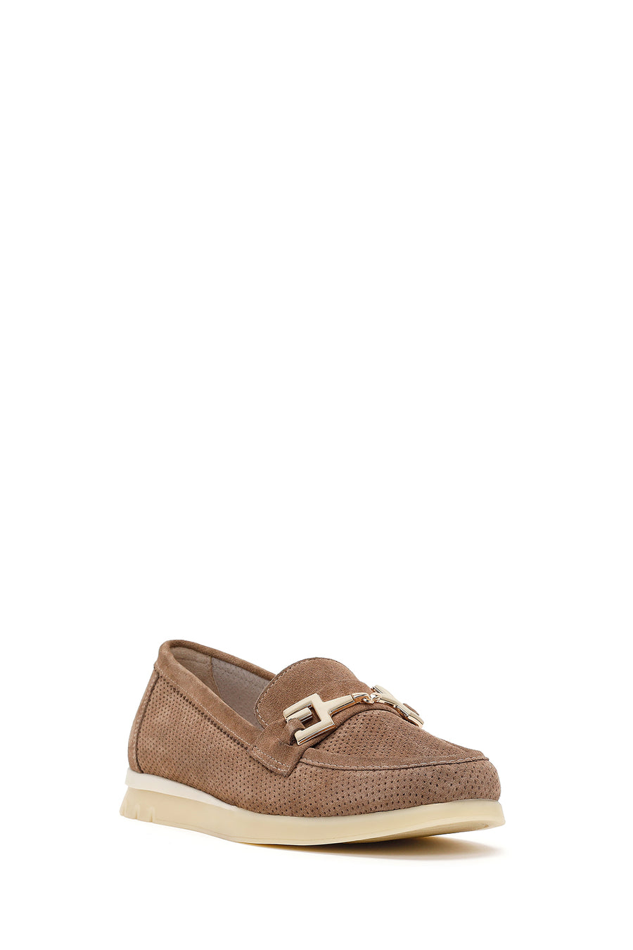 Women's Mink Suede Leather Comfort Loafer with Lace-up and Buckle