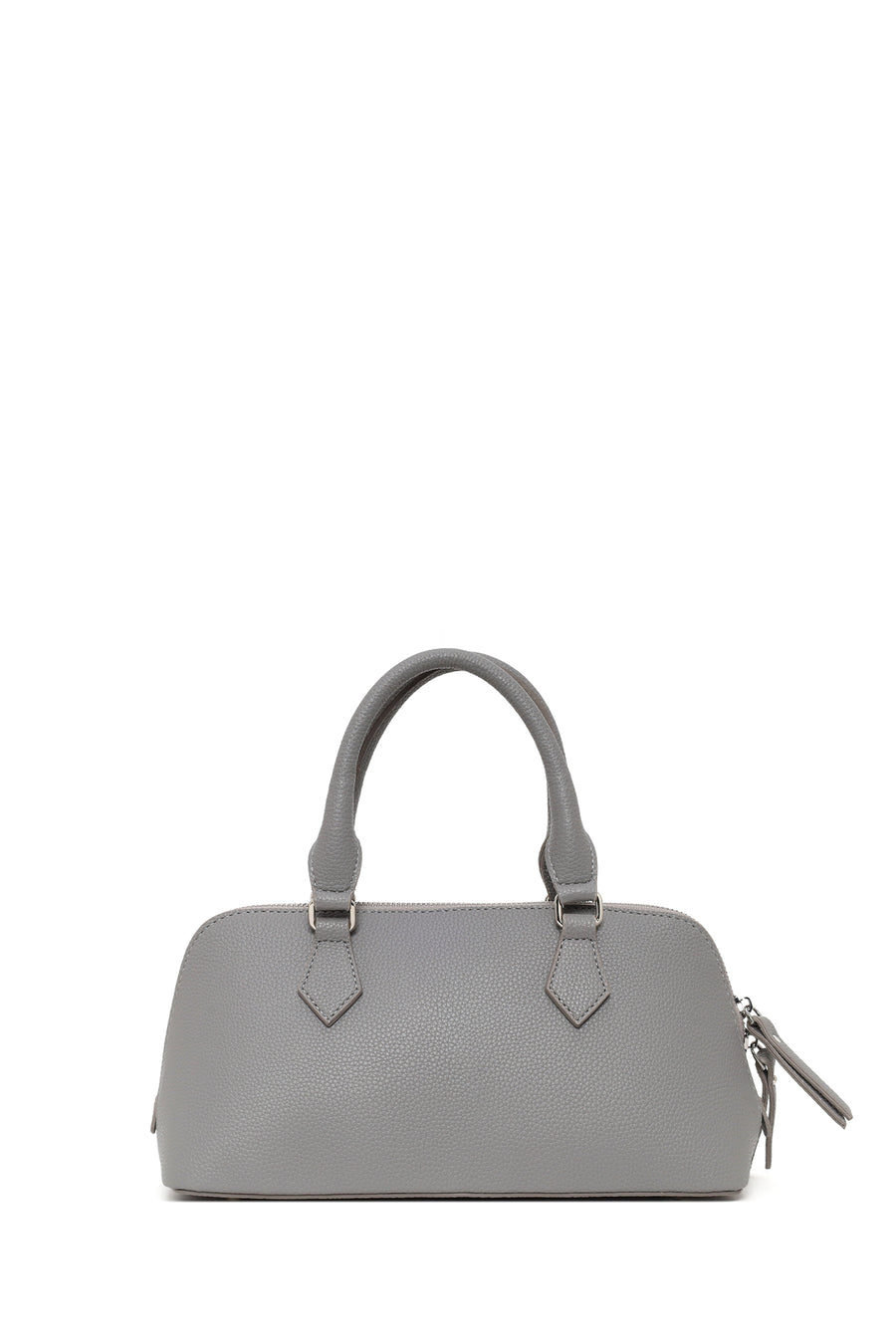 Woman Gray Long-Strap Charmed Shoulder Bag