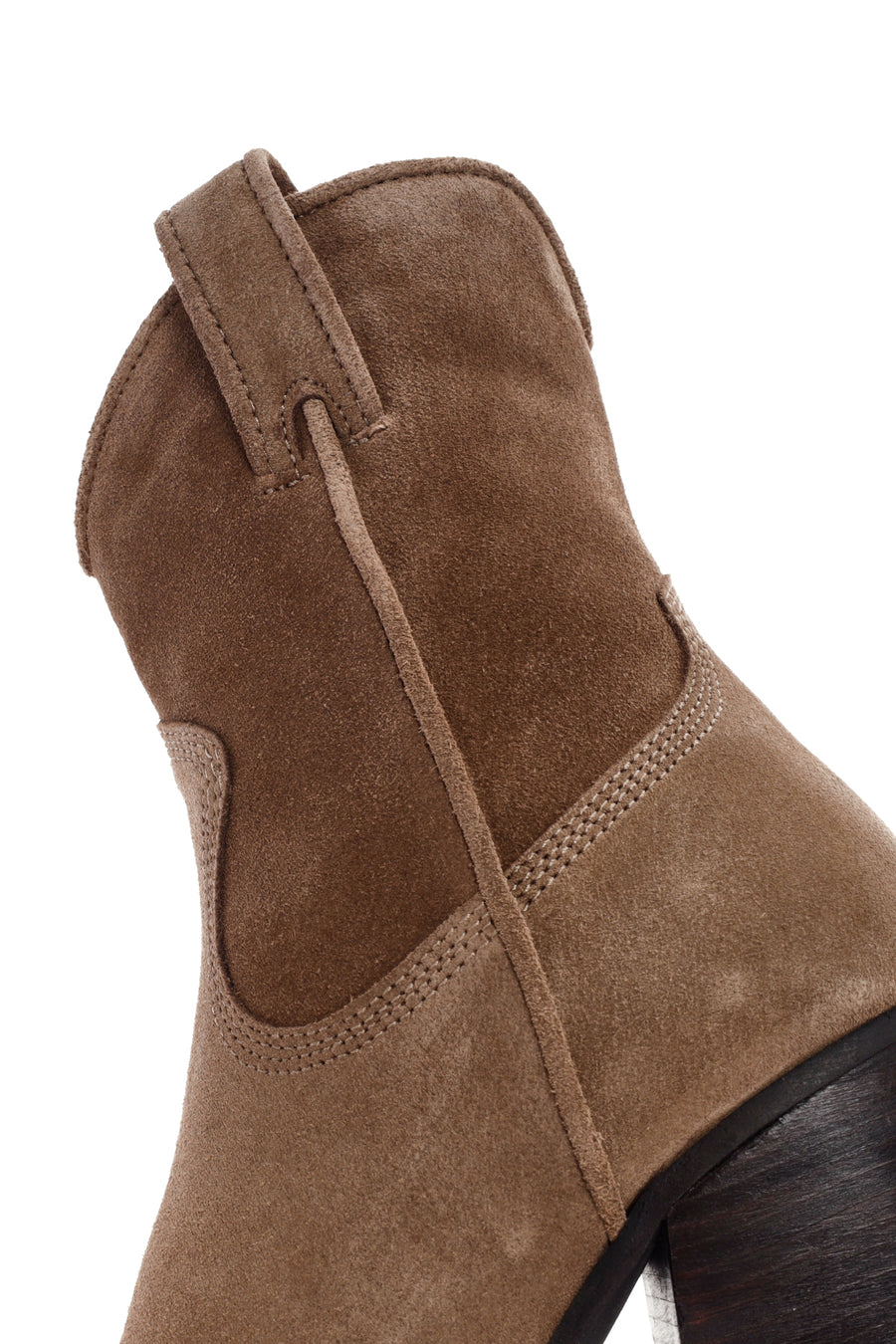 Women's Tan Zippered Suede Leather Cowboy Boots