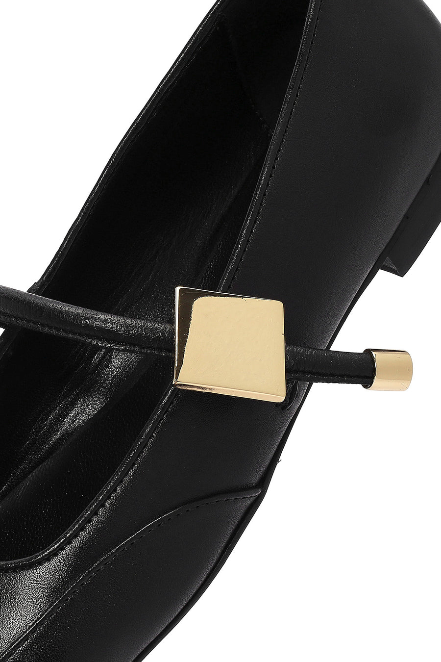 Women's Black Buckle Detailed Leather Ballerinas