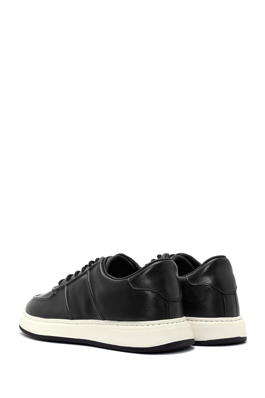 Erkek Siyah Bağcıklı Deri Sneaker