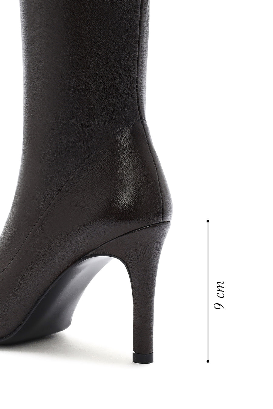 Women's Brown Zippered Thin Heel Leather Boots